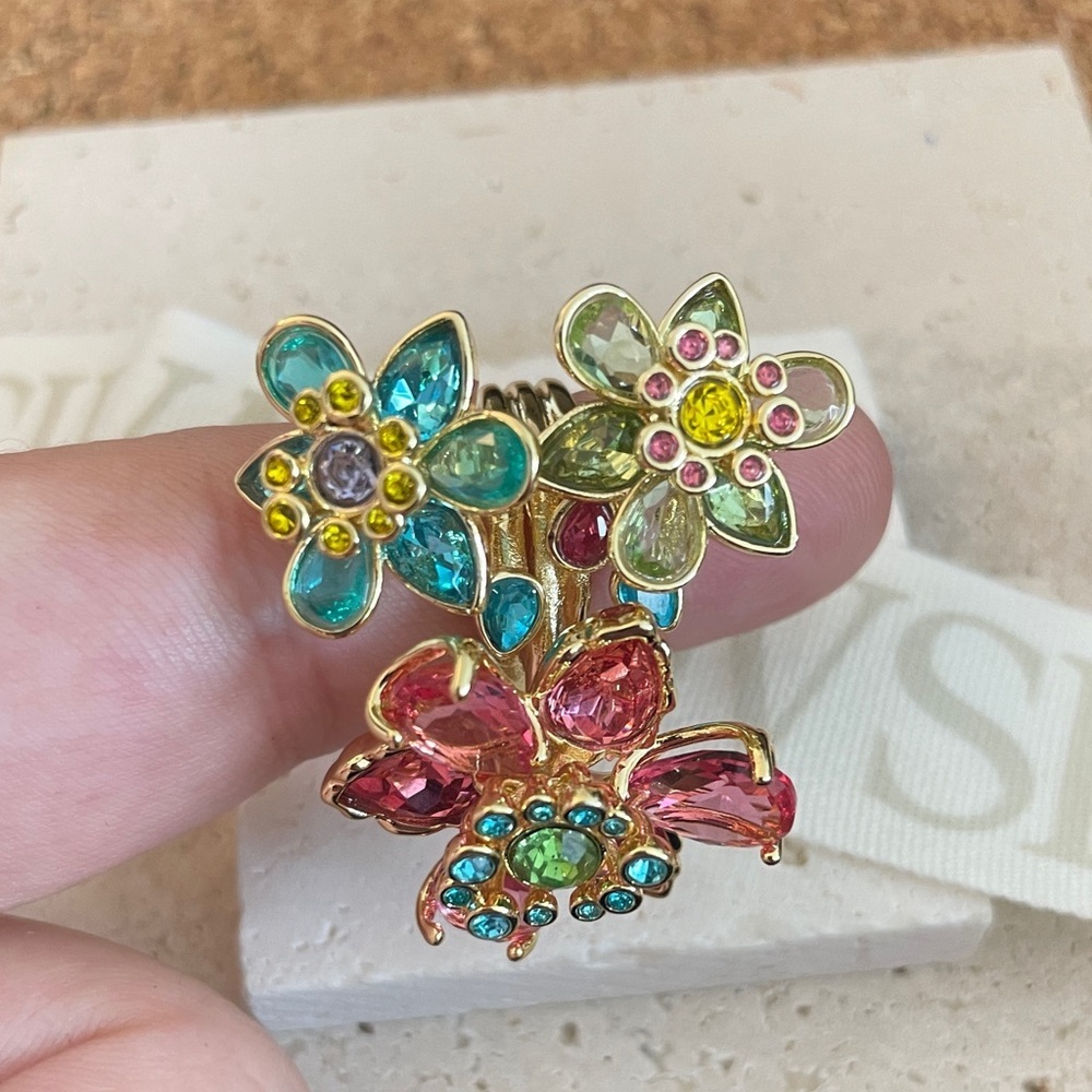 Colorful Floral Statement Ring Stack - image 3